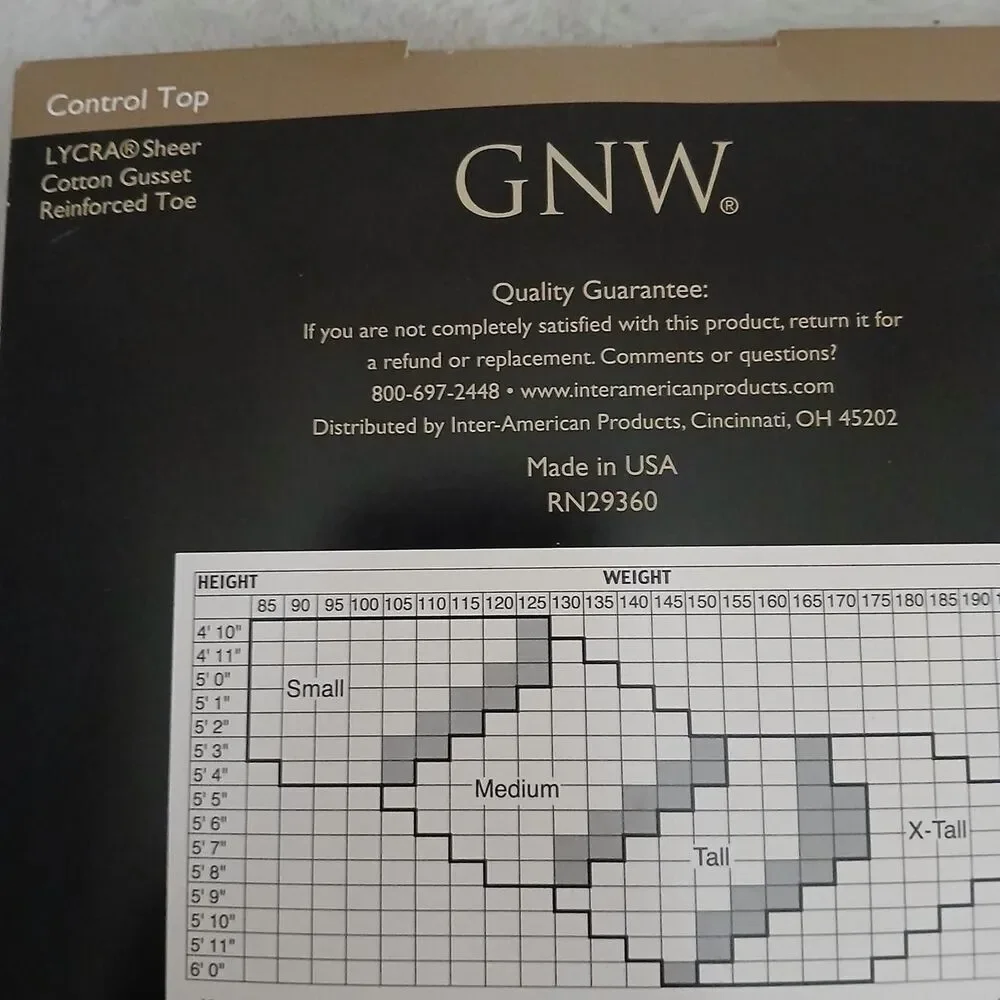 NEW Old Stock Vintage GNW Silken Sheer Control Top Pantyhose in LT Taupe M